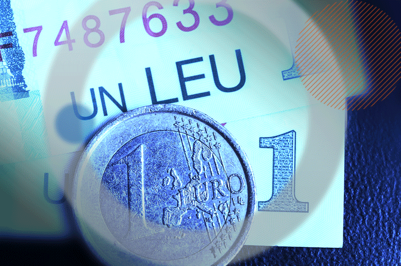 Cursul euro a depășit pragul de 5,34 lei înainte de evaluarea ratingului suveran al României
