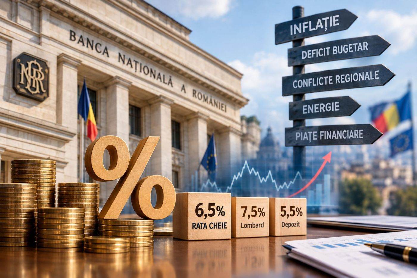 BNR menține dobânda cheie la 6,5%. Analiza riscurilor și a incertitudinilor economice